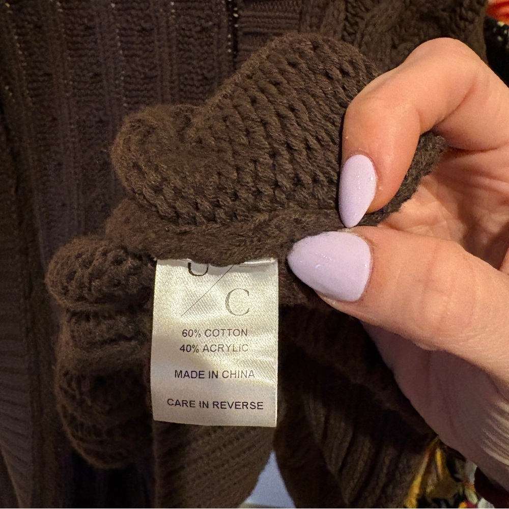 Undra Celeste Brown Cable Knit Cardigan Sweater - Picture 9 of 9